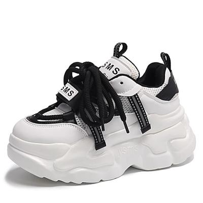 Мода Новые модные женские теннисные туфли массивные кроссовки для женщин весна осень толстая подошва папы туфли женские кроссовки из искусственной кожи на платформе