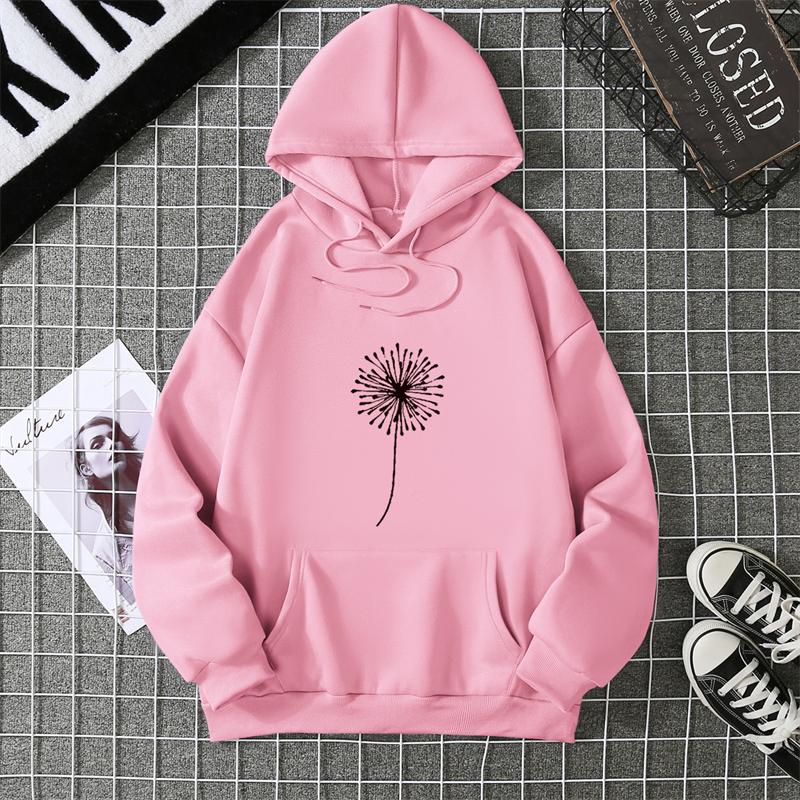 Dandelion Print Multicolored Tops Hoodie Korean Harajuku Aesthetic Hoodies Goth Women Autumn Winter Pullover Sweatshirt