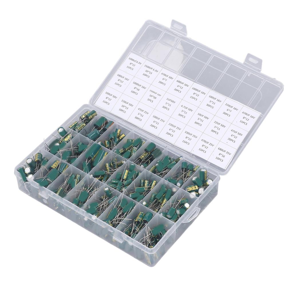 Набор электролитических конденсаторов 460 шт. В ряд Алюминиевые электролитические конденсаторы Набор ассорти 6,3 В‑50 В Зеленый