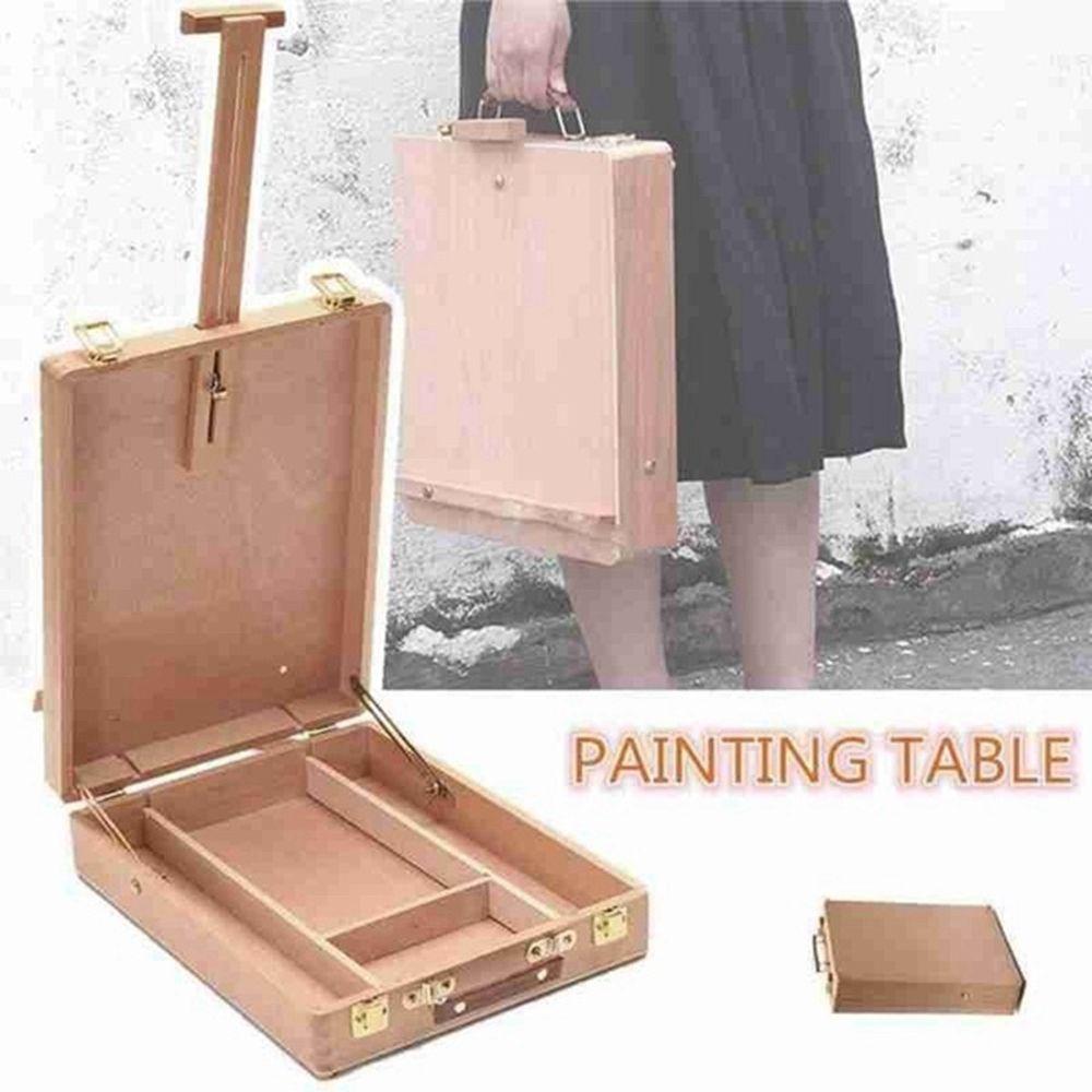 Wooden Children Drawing Supplies Table Desktop Easel Sketch Box Painting Supplies Oil Paint