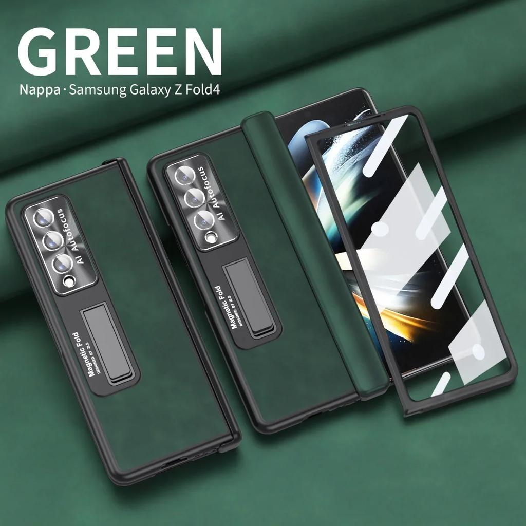 Матовый высококачественный кожаный складной чехол для телефона Samsung Galaxy Z Fold 5 4 3 2 чехол шарнирный чехол с мелкими отверстиями защитный чехол