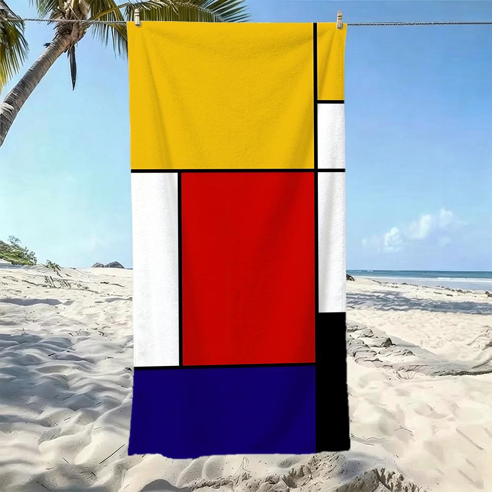 Abstract M-Mondrian Geometric ArtS Towel Five-Star Hotel Quality Eco-Friendly Ultra Soft Thick Towels & Beach Towels