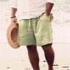 Men's 2025 Summer Cotton Linen Shorts - Elastic Waist, Straight Leg, Breathable Solid Color Casual Beach Mid-Length