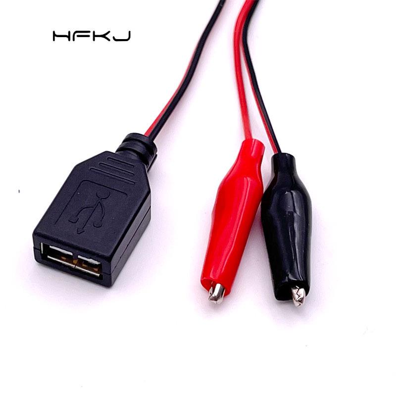 Адаптер USB с зажимом типа «крокодил» и определением питания, Красно-черный кабель, Тестовое подключение 5 В