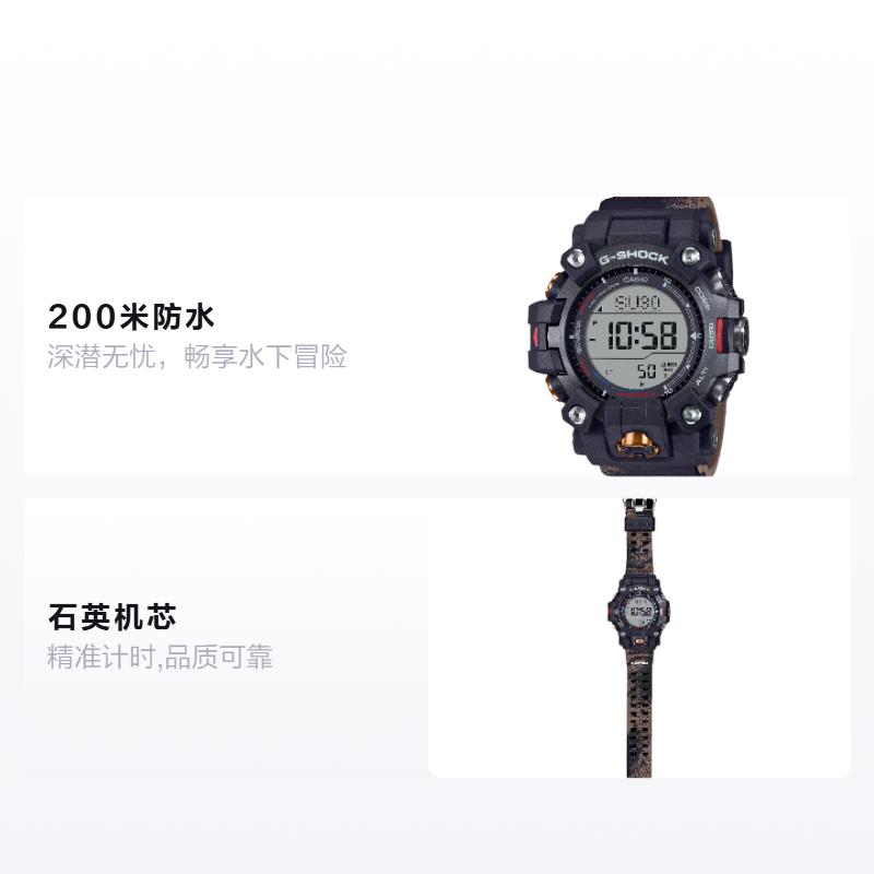 Casio Спортивные водонепроницаемые мужские часы с кварцевым механизмом и ремешком из смолы, 200 м, серый циферблат GW-9500TLC-1JR
