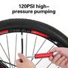Мини-велосипедный насос из алюминиевого сплава, портативный мини-велосипедный ручной воздушный насос высокого давления 120 фунтов на квадратный дюйм, клапан для накачивания шин, аксессуары для велосипеда
