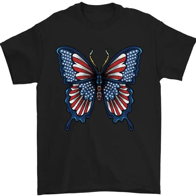American Flag Butterfly Graphic T-shirt