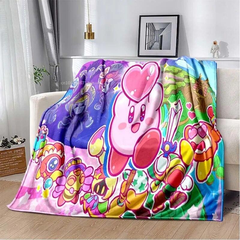 Kawaii Kirbys фланелевое одеяло подарок для детей девочек розовый мультяшный художественный легкий теплый плюшевый подарок на день рождения