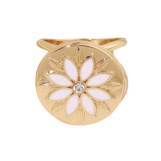 Elegant Scarf Holder Retro Flower Ring, Rhinestone Clip, Ring Decorative Slide for Women Neckerchiefs Shirts Shawls Eight-petal