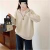 Half Zipper Pullover Knitted Sweater Autumn and Winter New Age-reducing Design Sense Loose and Thin Lapel Lazy Sweater Women's Top