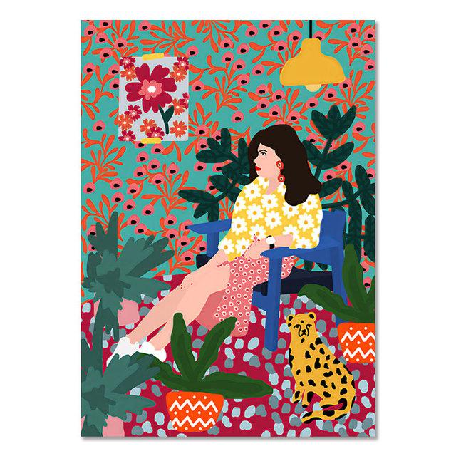 Tropical Colorful Girl Car Flower Koala Leopard Wall Art Canvas Painting Posters And Prints Wall Pictures For Living Room Decor No Frame