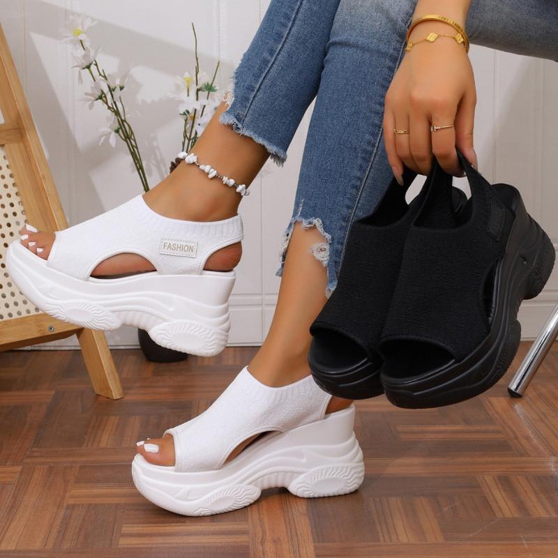 Thick Bottom Sandals Women Slope Heel Fish Mouth Sport Style Casual Summer Comfortable Non Slip