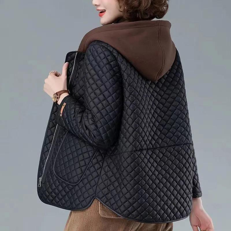 Women's Light Short Jacket Middle-aged Hooded Simple Leisure Jacket