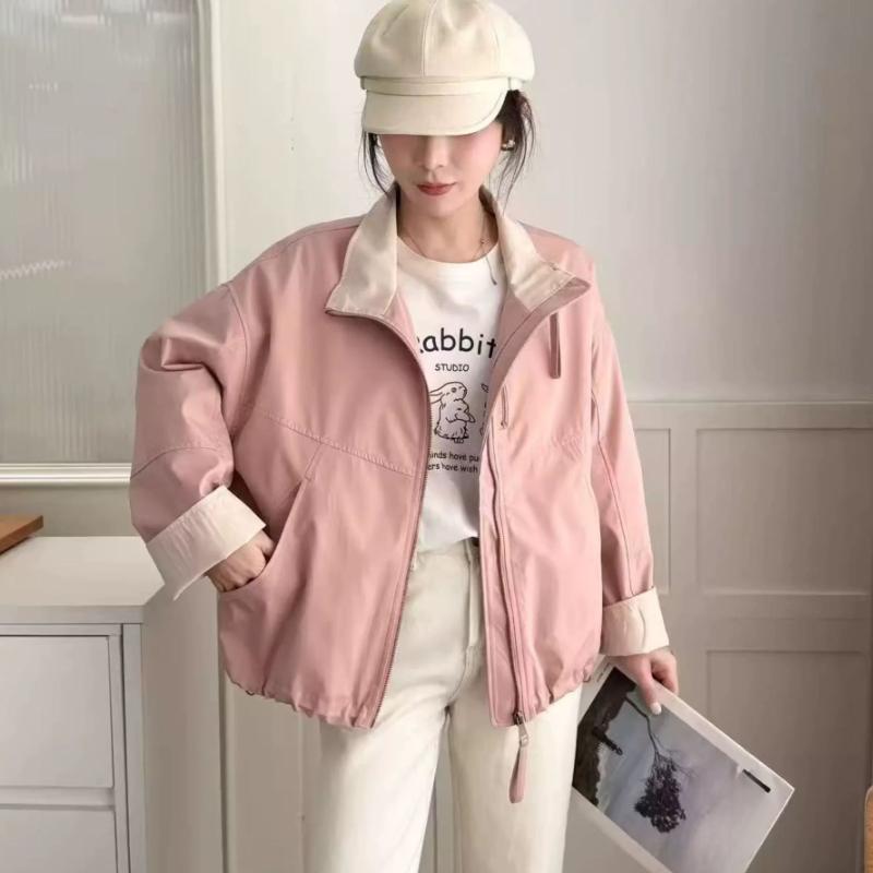 Женская куртка-ветровка на молнии короткой длины со стойкой, свободная, повседневная, универсальная верхняя одежда