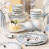 ZISIZ Gradient Blue 42-Piece Ceramic Dinnerware Set