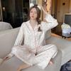 Women's Silk-Blend Pajama Set - Long Sleeve, Lightweight, Spring/Autumn 2023 Style