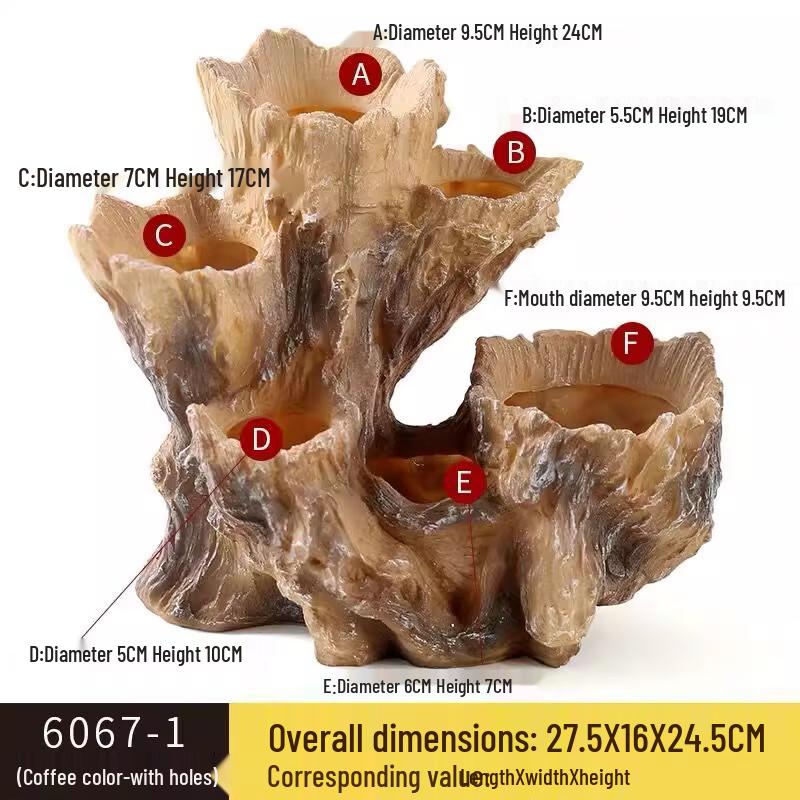 Creative Wood-Look Irregular Succulent Planter