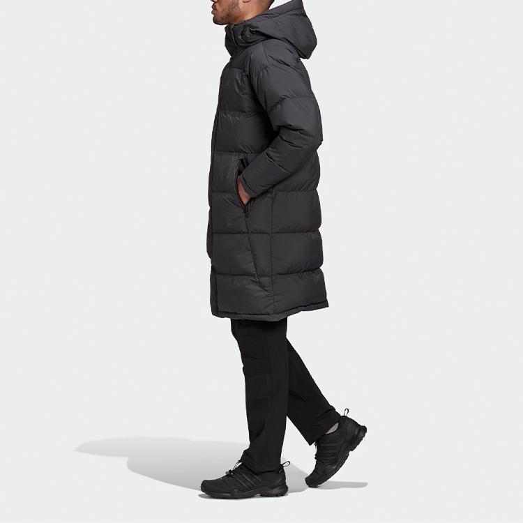 Adidas Padded Winter Hooded Mid-Length Down Jacket Men Outerwear Black GF0075