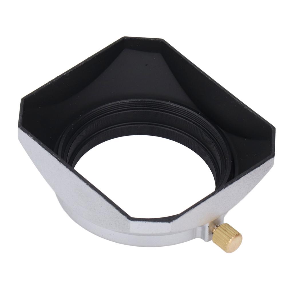 Lens Hood Square Retro 46mm Lens Hood Shade for Digital Camera Mirrorless Camera Silver