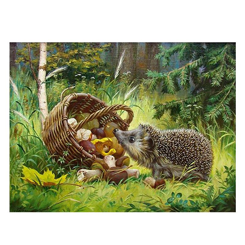 5D DIY алмазная живопись животные милый ежик вышивка крестиком полная дрель круглая алмазная вышивка мозаичная картина Декор из страз