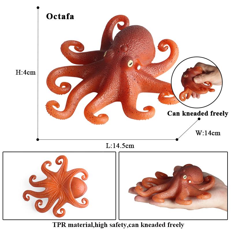 Oenux Sea Life Animals Soft Squid Pufferfish Crab Model Action Figures Anti Stress Relief Toy Kids Gift Fun Pressure Reduction