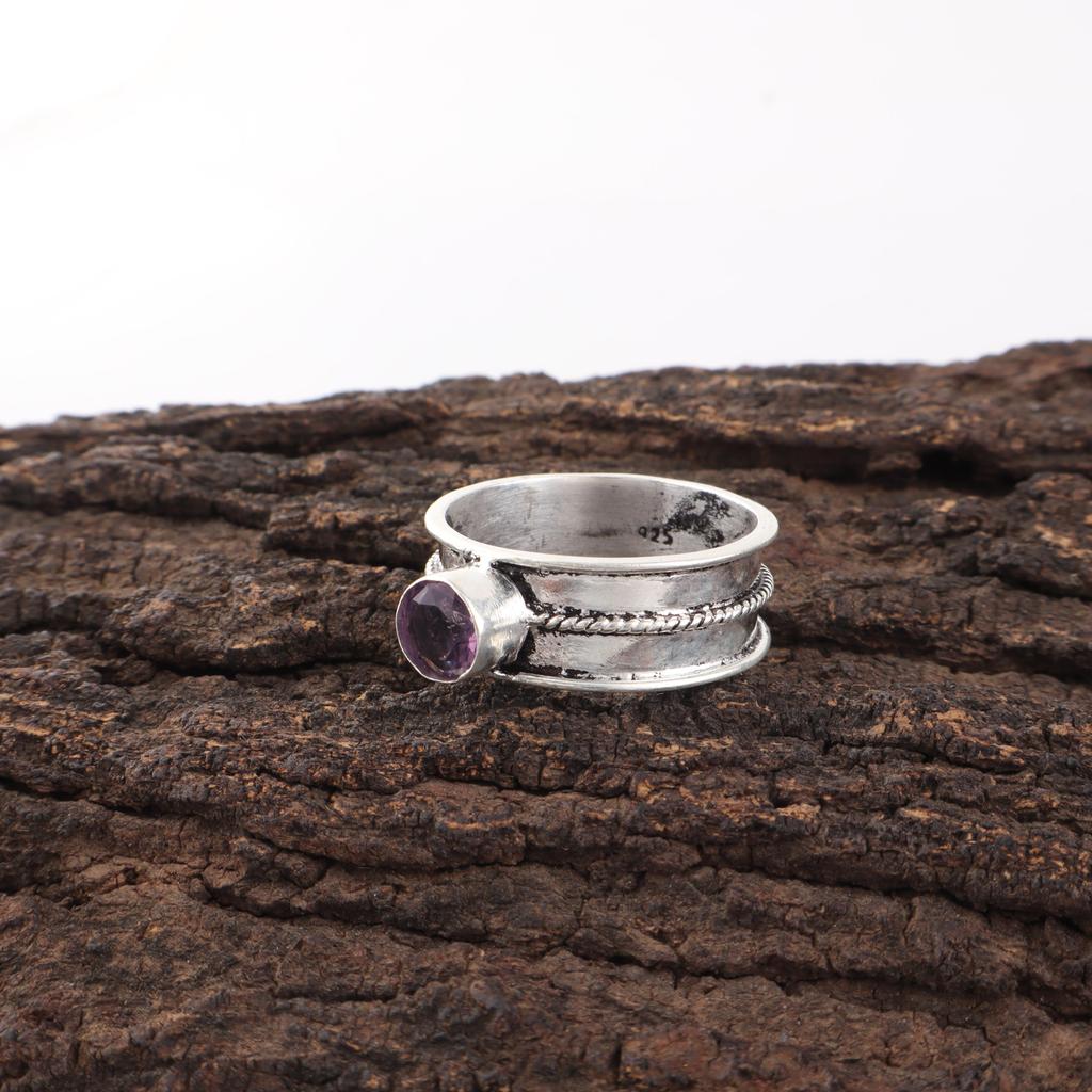 Замечательные украшения из серебра с африканским аметистом, Удивительное серебряное кольцо ручной работы, Кольцо из стерлингового серебра 925 пробы, Подарок для католиков