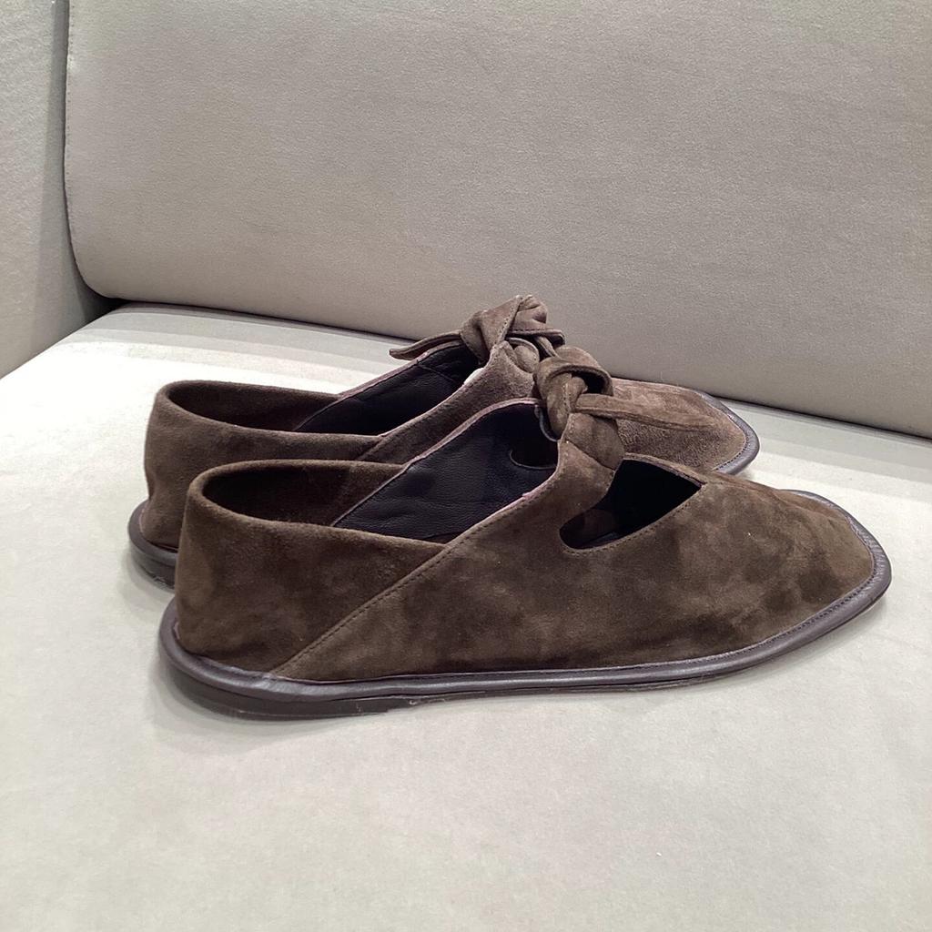 Кожа Замша Нишевый Бант Устойчивый Каблук Два Способа Носки Квадратный Носок Одинарные Туфли Женские Весенне-Осенние Балетки Мэри Джейн