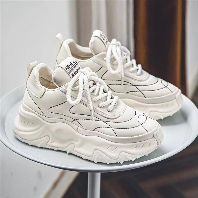 Модные массивные кроссовки для мужчин, мягкая подошва, кроссовки, модная повседневная кожаная обувь с цветным блоком, дышащая обувь на увеличенной платформе