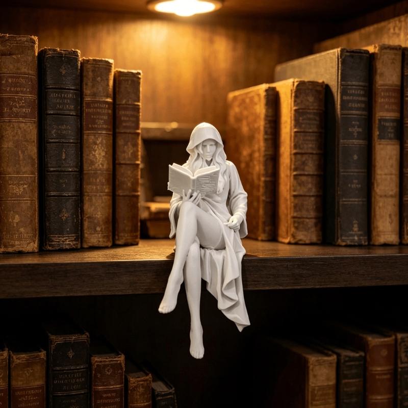 Статуэтки Девочка с книгой, Тема с капюшоном, 3D-печать, Фигурка для настольного дисплея, Книжной полки, Прикроватной тумбочки, Маленькое украшение для дома