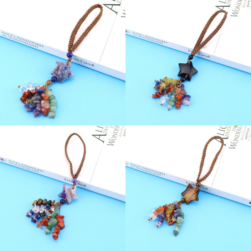 Agate Star Pendant Keychain Handmade Crystal Car Charm For Gift And Decoration
