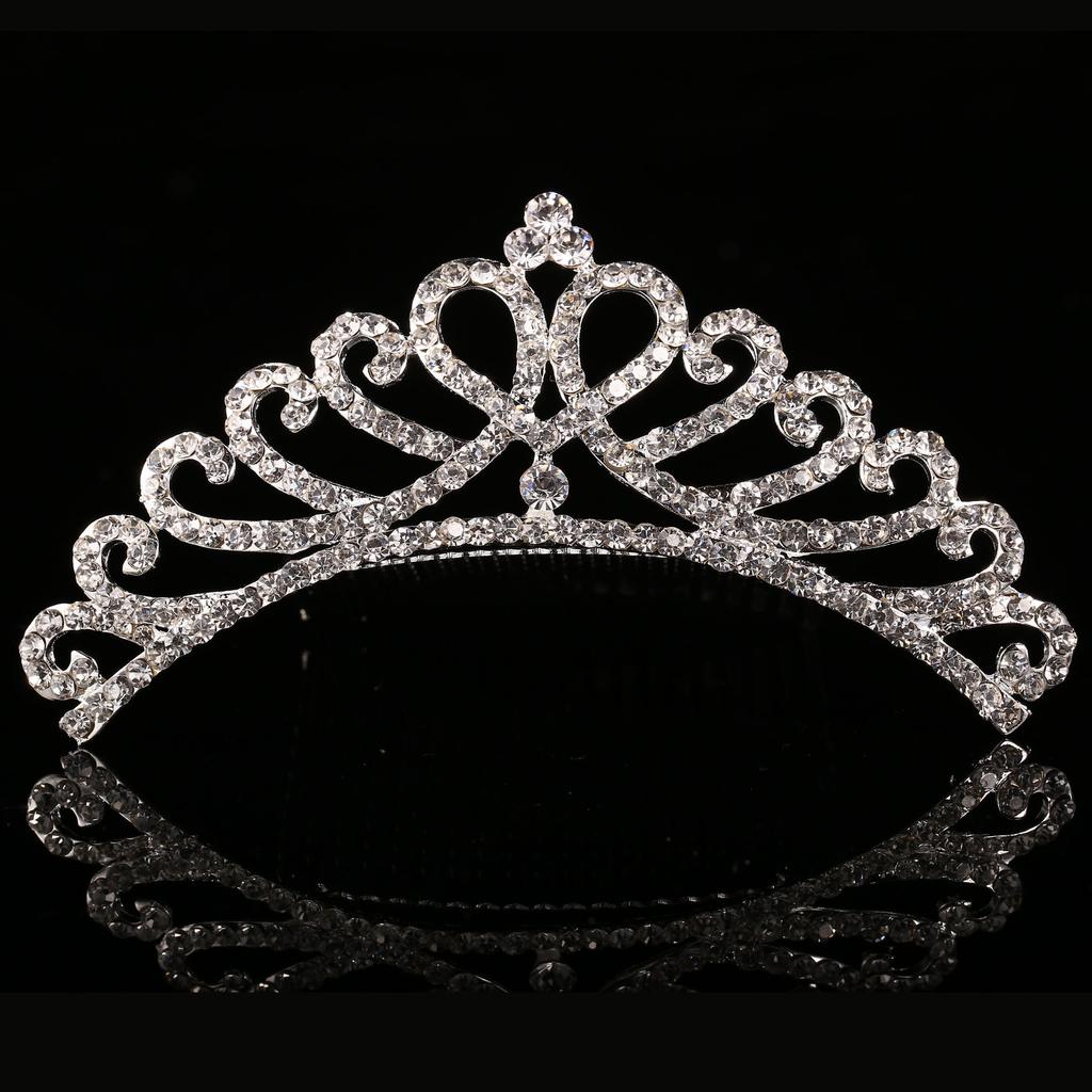 Детская корона из сплава для девочек, головной убор «Любовь принцессы», вставка, гребень, аксессуары для волос, стразы, свадебная жемчужина, корона на день рождения