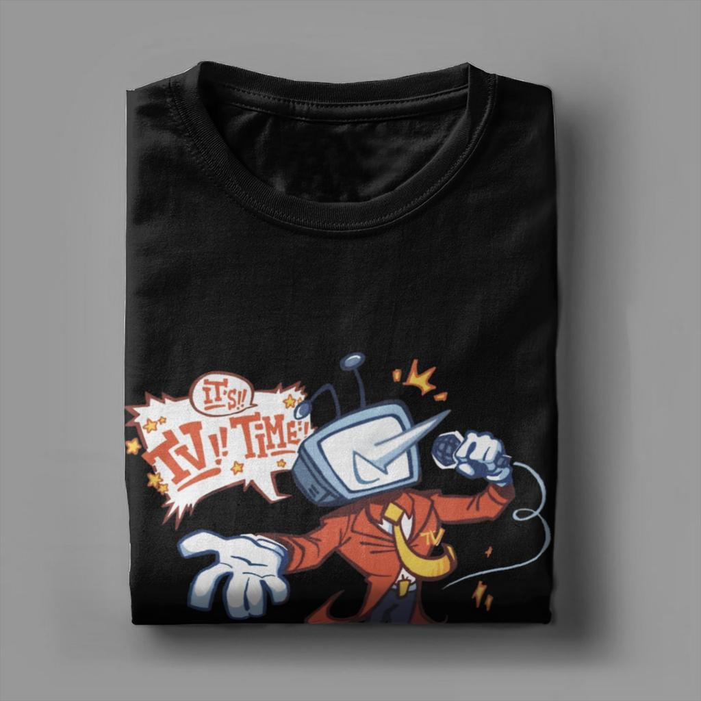 Deltarune Tenna TV Time Футболки для мужчин Юмор Футболки из чистого хлопка с круглым вырезом и коротким рукавом Летние топы