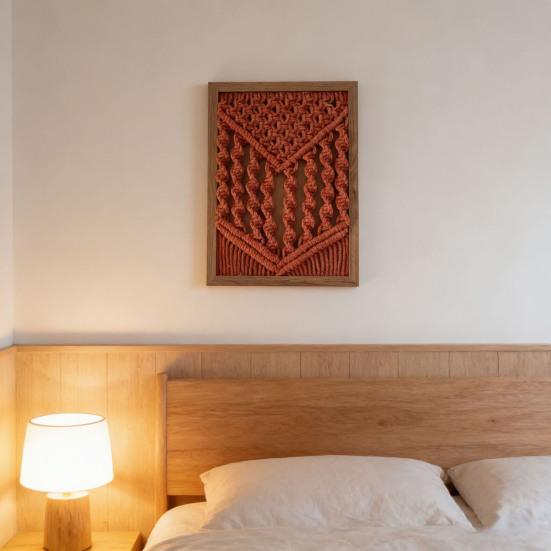 Handmade Woven Tapestry Frame Framed Boho Cotton Wall Art Wooden Rope Wall Hanging