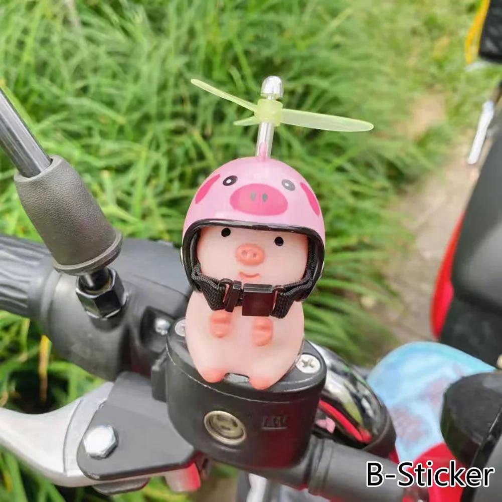 Car Cute Little Pink Pig With Helmet Propeller Wind-breaking Duck Road Bike Motor Helmet Riding Cycling Car Accessories Decor