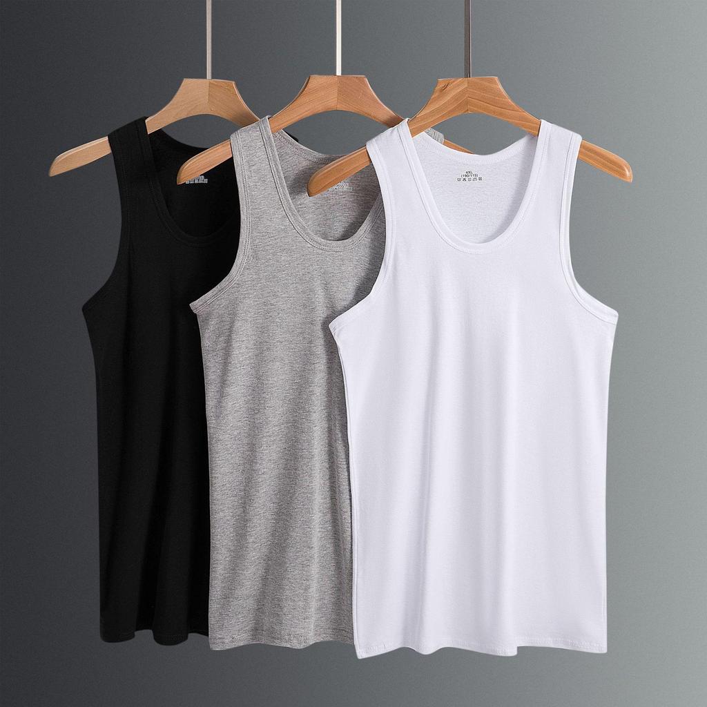 Men's Summer Cotton Ribbed Slim Fit Tank Top with Spaghetti Straps and Racerback.
