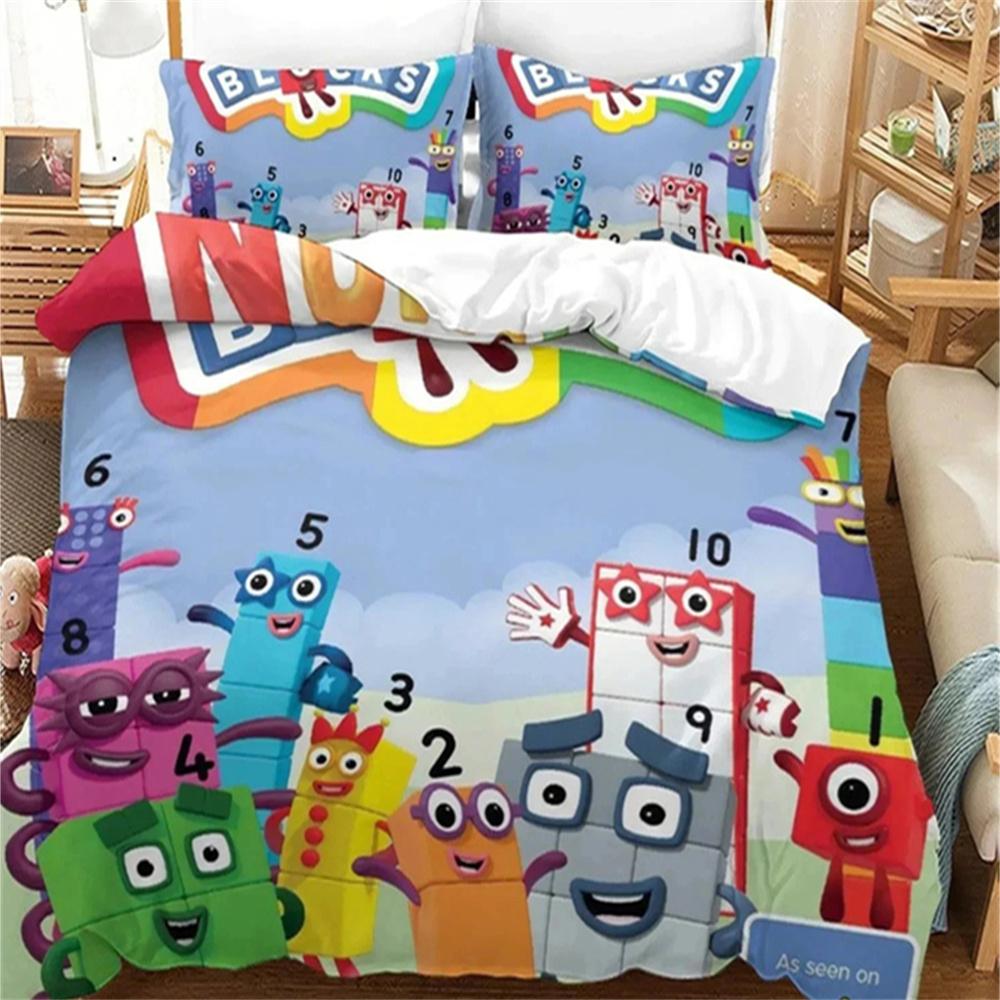 Cartoon Number-Blocks Bedding Set Duvet Cover Bed Set Quilt Cover Pillowcase Comforter King Queen Size Boys Adult