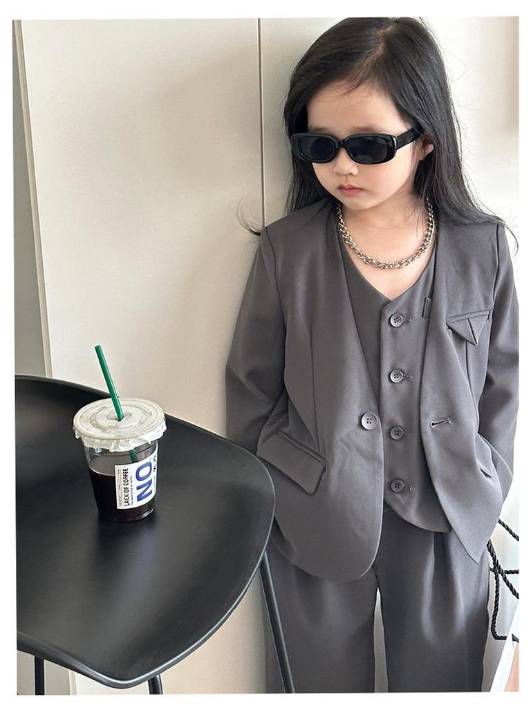 Осень 2025 Девочки Костюм-конфетка из 3 предметов - Блейзер в корейском стиле