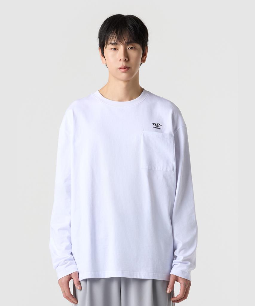 UMBRO Pocket Cotton Long Sleeve T-Shirt White Ur121Crl11