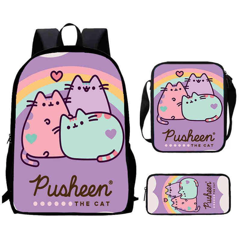 Детский рюкзак Pusheen Cat из ткани Оксфорд, дышащий, прочный, легкий, школьная сумка для учеников начальной школы