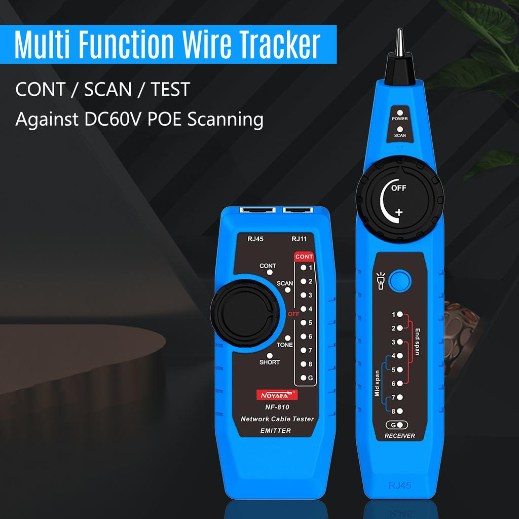 NOYAFA NF 810 Network Cable Tester Kit for RJ11 RJ45 CAT5 CAT6 LAN Cable Multi Function Wire Tracker Wiremap PoE TEL