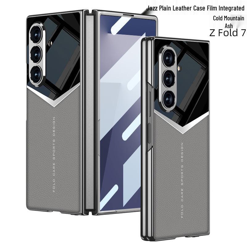 Samsung ZFold7 Гальванизированный Чехол-Книжка из Кожи Однотонный - Складная Крышка