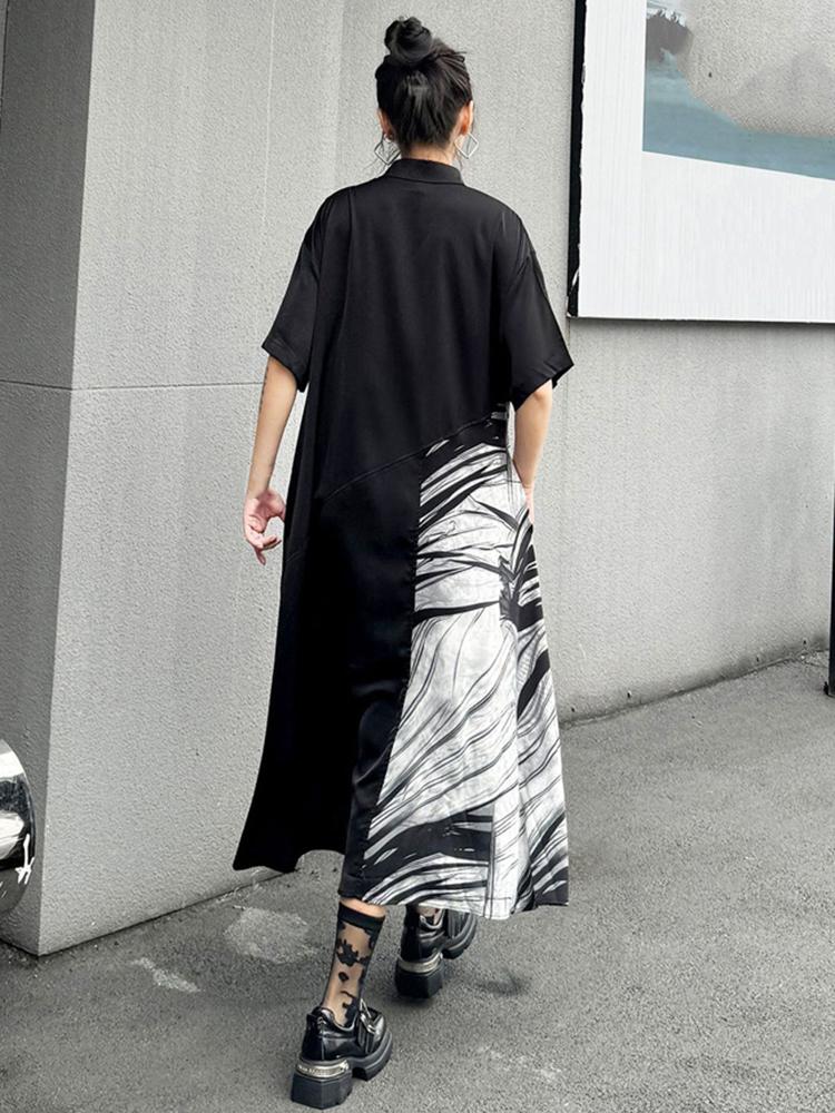 Xitao Свободное однобортное платье с принтом, повседневное женское нерегулярное платье HQQ2356