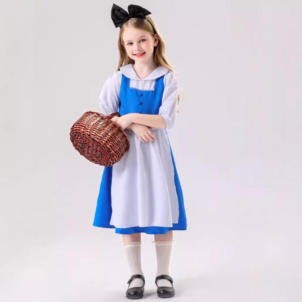 Halloween COS Alice Maid Costume Cute Girl Maid Dress Blue Performance Cosplay Outfis Fancy Halloween Carnival Festival Birthday Party Children