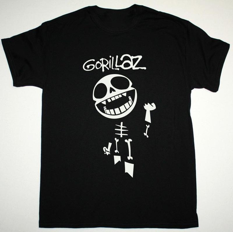 Коллекция GORILLAZ Группа BONES Тяжелый Хлопок Черная Унисекс Футболка