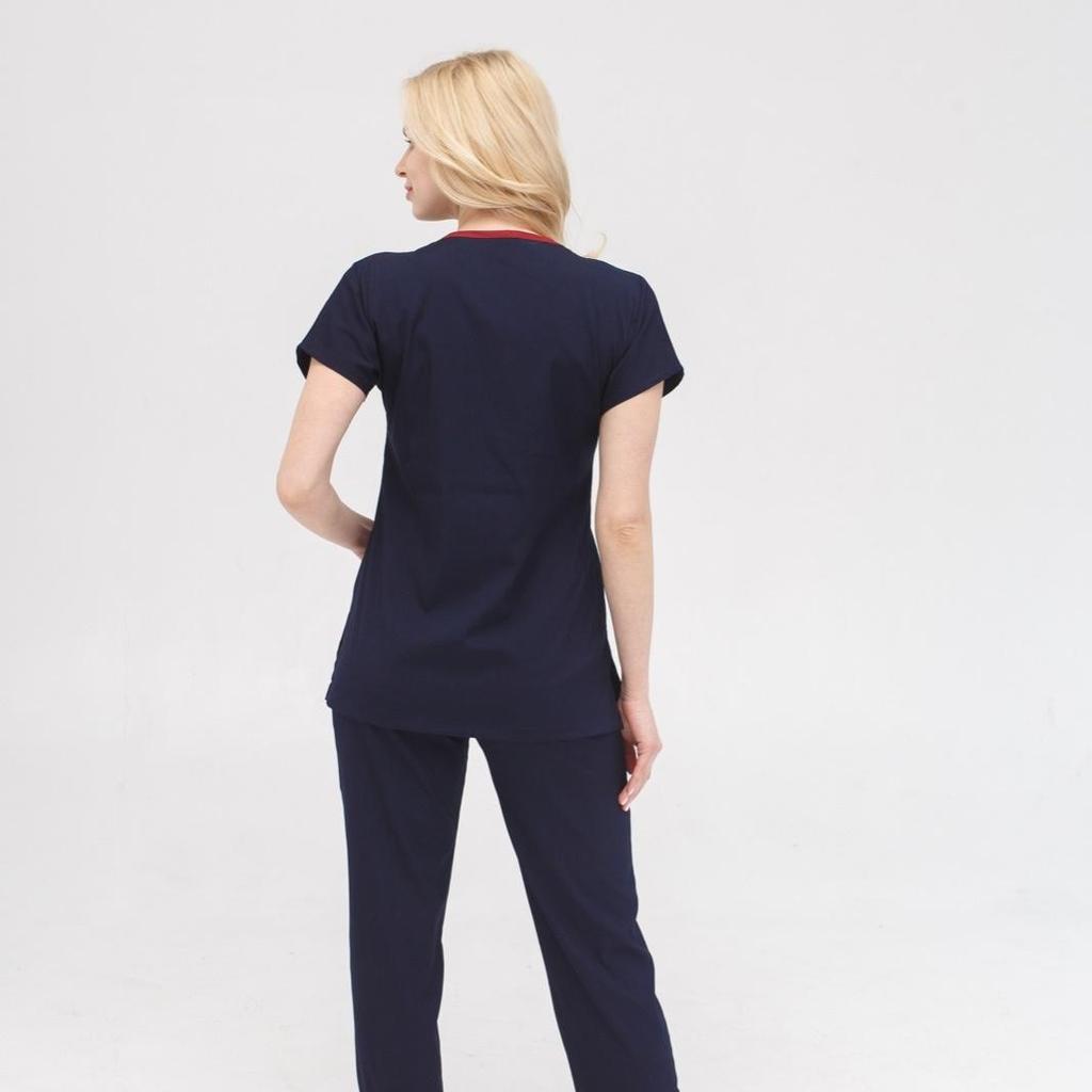 Набор из двух предметов, медицинские скрабы, унисекс, комплект униформы для врачей и медсестер, медицинская форма, хирургический костюм, топы + брюки, с v-образным вырезом, с короткими рукавами, тонкая ткань Tericoton