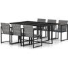 VidaXL Garden Dining Furniture 7pcs and Cushions Wicker Resin Grey