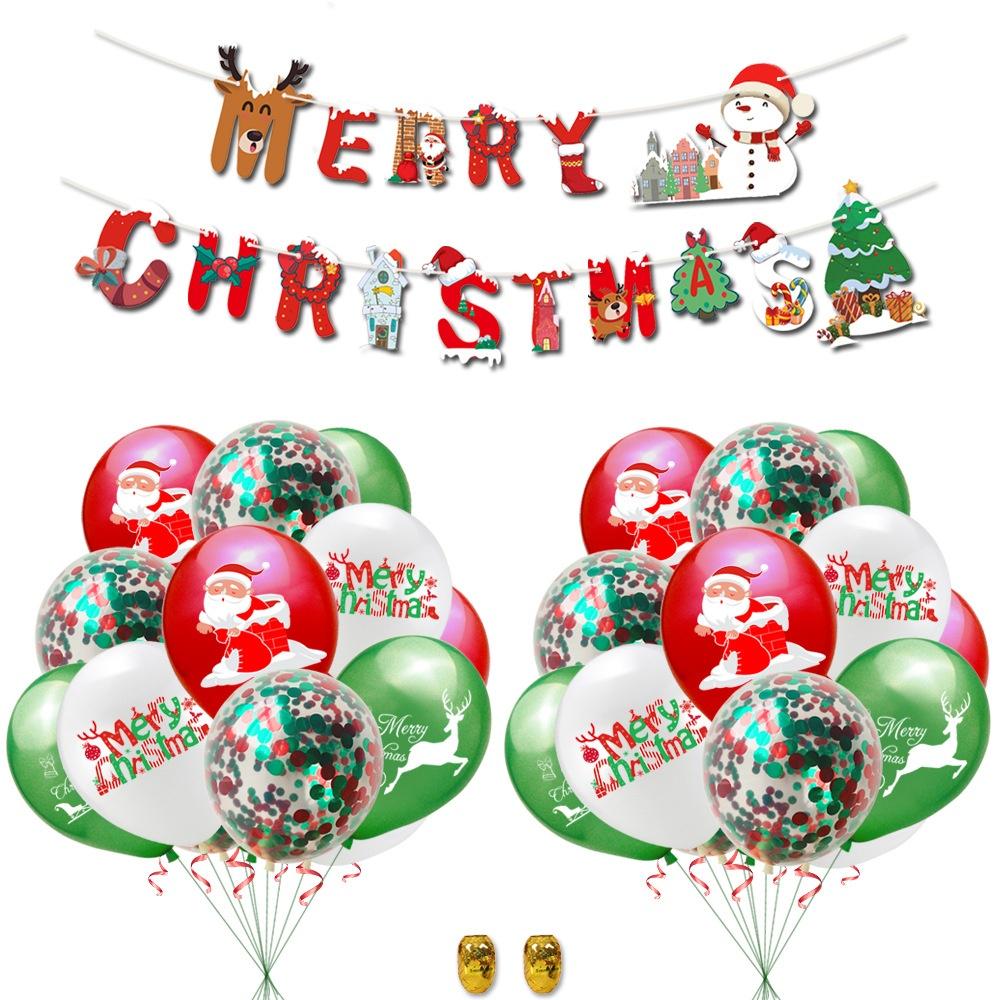 Christmas Latex Balloons Merry Christmas Sequin Balloon Decorations Kids Party Supplies Set Banners Flags Home Decorations