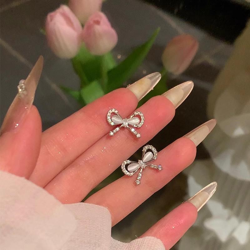 Уникальные серьги-пусеты из серебра 925 пробы с цирконом и жемчугом в виде бабочек для женщин - Высококачественная модная бижутерия