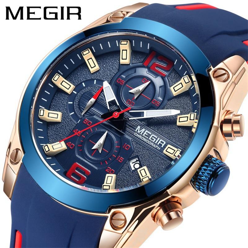 Men'S Watch, Trendy Brand Multifunctional Timing Waterproof Large Dial Quartz Sports Watch 2063