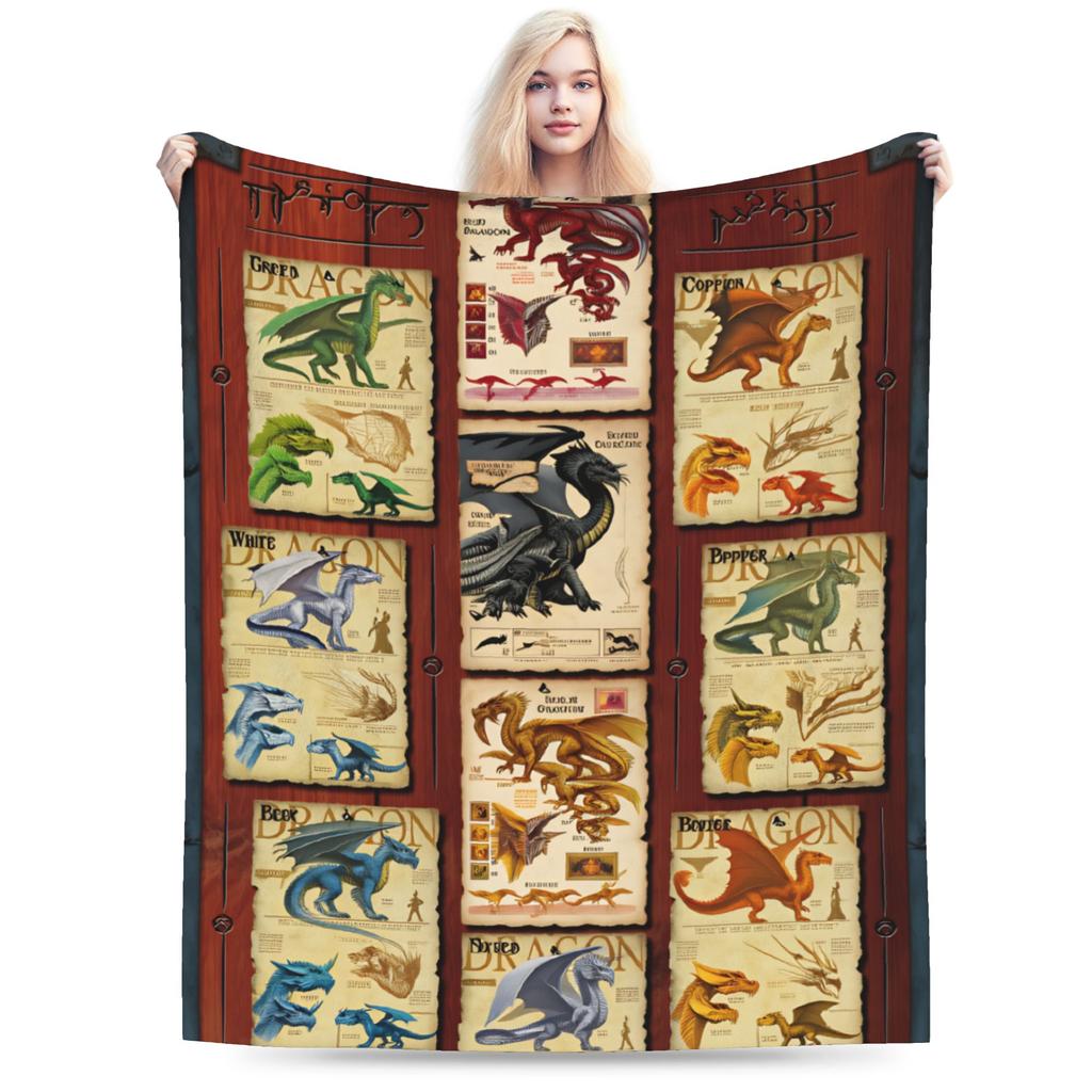 DND D&D Dragon Retro Plush Blanket Child Flannel Throw Blanket For Outdoor Super Soft Custom DIY Quality Bedspread Gift